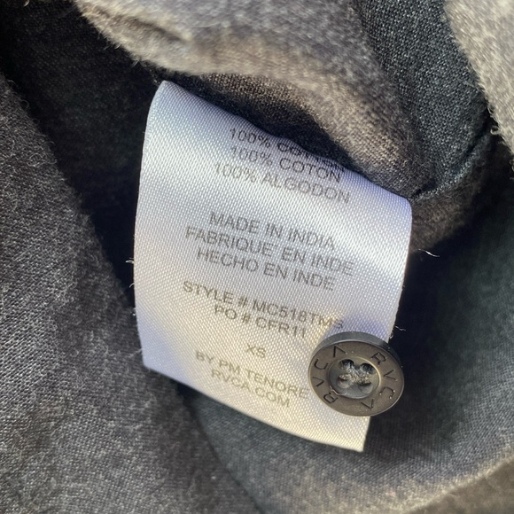 RVCA Buttons Up 100% Cotton Slim Fit Charcoal Black Gray Men's Shirt Size XS ! - Picture 6 of 11